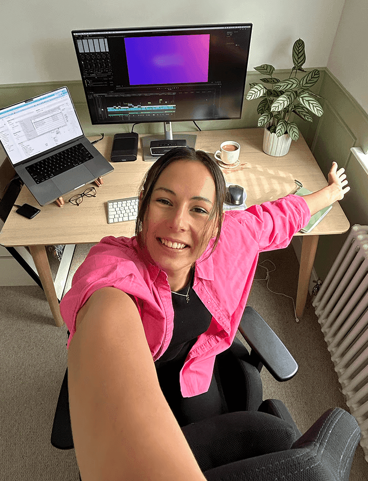 Hannah at her editing desk